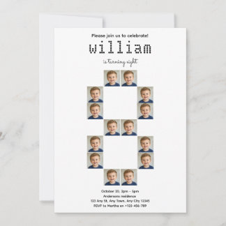 Great Eight Photo Collage Birthday Invitation
