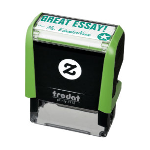 "GREAT ESSAY!" + Teacher Name Rubber Stamp
