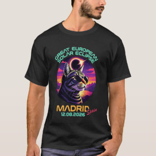Great European Solar Eclipse 2026 Madrid Spain Ret T-Shirt