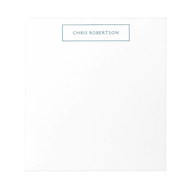 Great Excellent Your Name Ocean Blue White Custom Notepad (Front)
