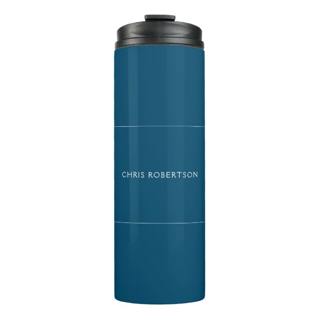 Great Excellent Your Name Ocean Blue White Custom Thermal Tumbler (Front)