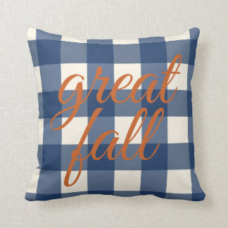 Great Fall Elegant Autumn Orange Navy Blue Organic Cushion