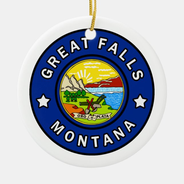 Great Falls Montana Ceramic Tree Decoration (Front)