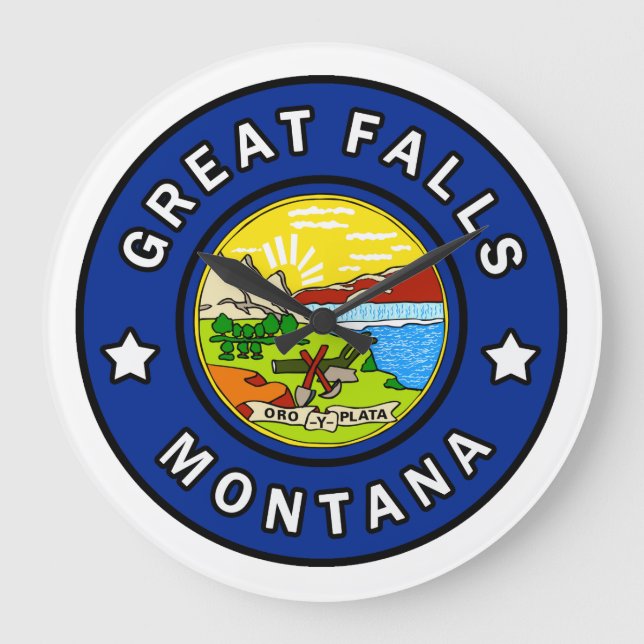 Great Falls Montana Large Clock (Front)