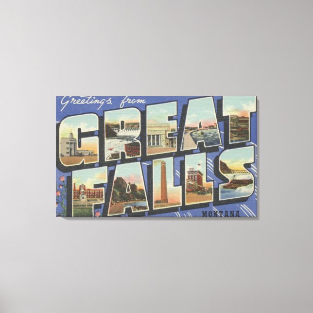 Great Falls, Montana - Large Letter Scenes 2 Canvas Print (Front)