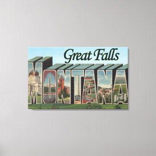 Great Falls, Montana - Large Letter Scenes Canvas Print