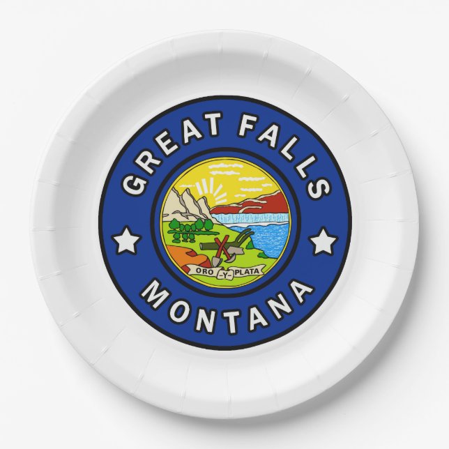 Great Falls Montana Paper Plate (Front)