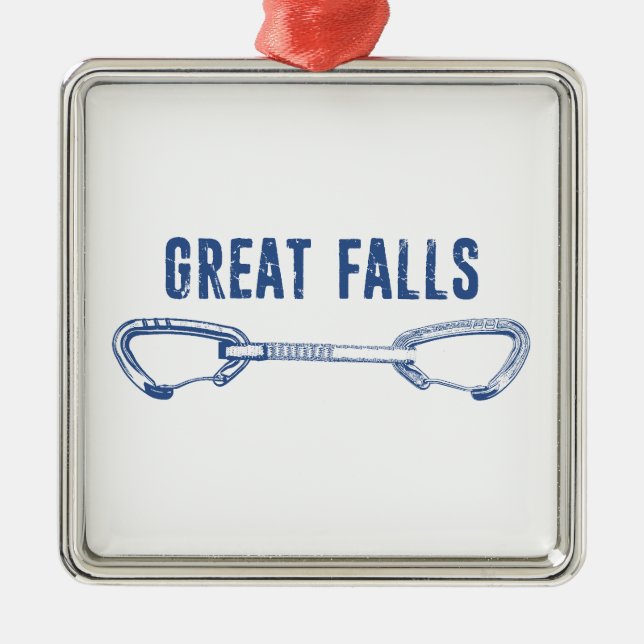 Great Falls Virginia Rock Climbing Quickdraw Metal Tree Decoration (Front)