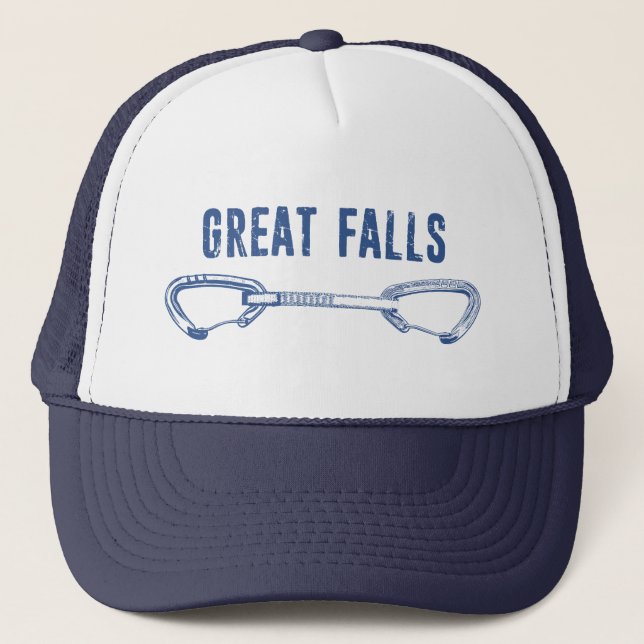Great Falls Virginia Rock Climbing Quickdraw Trucker Hat (Front)