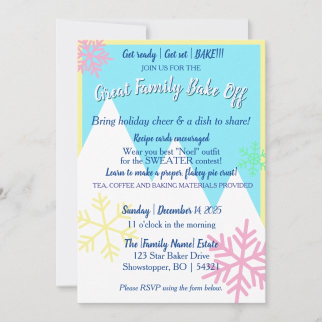 Great Family Bake Off Invitation | Pastel (Front)