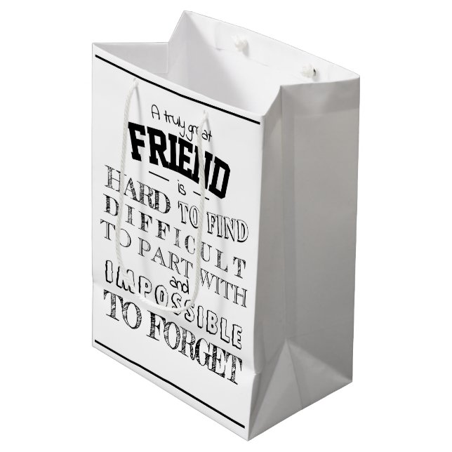 Great Friend Thank you Appreciation Gift white  Medium Gift Bag (Front Angled)