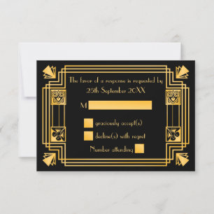 Great Gatsby 1920s Art Deco Wedding RSVP Card