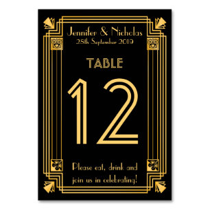 Great Gatsby 1920s Art Deco Wedding Table Number