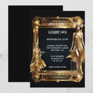 Great gatsby 1920's theme flapper girls birthday invitation