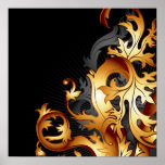 great gatsby abstract flourish black and gold leaf poster<br><div class="desc">great gatsby abstract flourish black and gold leaf accessories.</div>