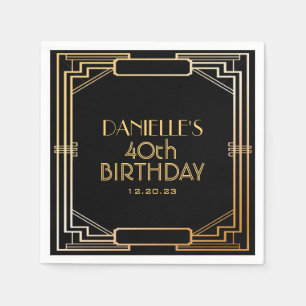 Great Gatsby Art Deco Birthday Personalised Napkin