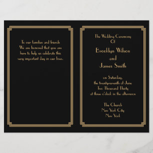 Great Gatsby Art Deco Black Gold Wedding Programs