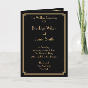 Great Gatsby Art Deco Black Gold Wedding Programs Programme