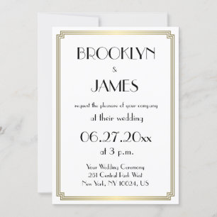 Great Gatsby Art Deco Gold Wedding Invitations