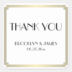 Great Gatsby Art Deco Gold White Wedding Stickers