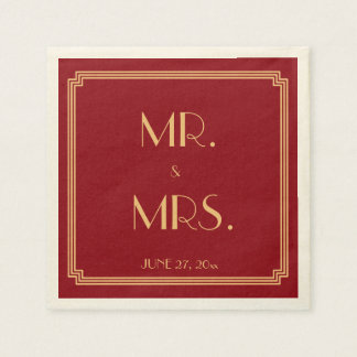 Great Gatsby Art Deco Red Wedding Napkins