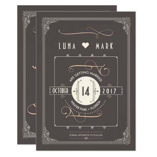 Image of Great Gatsby Art Deco Save the Dates Invitation