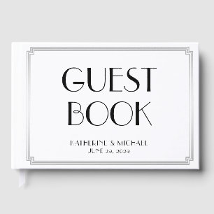 Great Gatsby Art Deco Silver Wedding Guest Book
