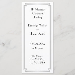 Great Gatsby Art Deco Silver Wedding Programs Programme