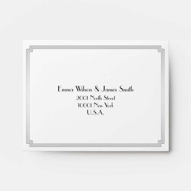 Great Gatsby Art Deco Silver Wedding RSVP Envelope (Front)