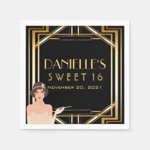 Great Gatsby Art Deco Sweet 16 Personalised Napkin