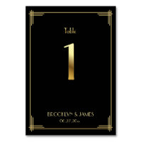 Great Gatsby Art Deco Table Number 1 Gold Black