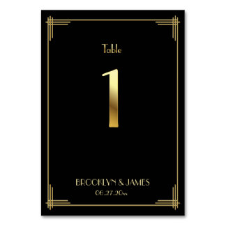 Great Gatsby Art Deco Table Number 1 Gold Black
