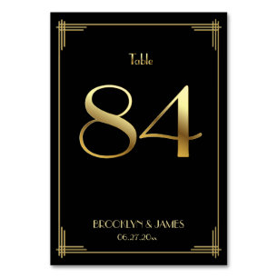 Great Gatsby Art Deco Table Number 84 Gold Black