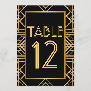 Great Gatsby Art Deco Table Number Cards