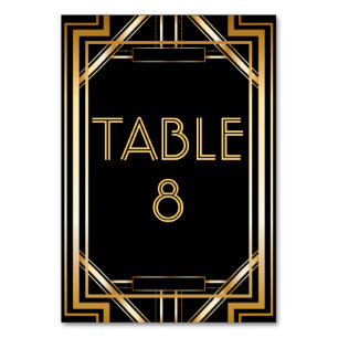 Great Gatsby Art Deco Table Number Cards