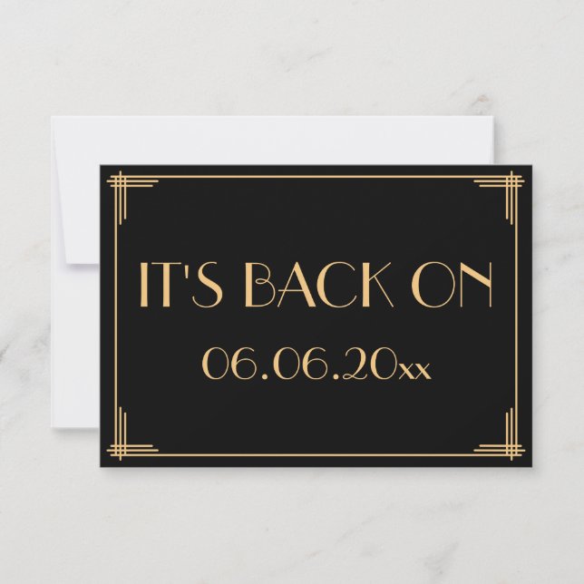 Great Gatsby Art Deco Wedding Its Back On Save The Date (Front)