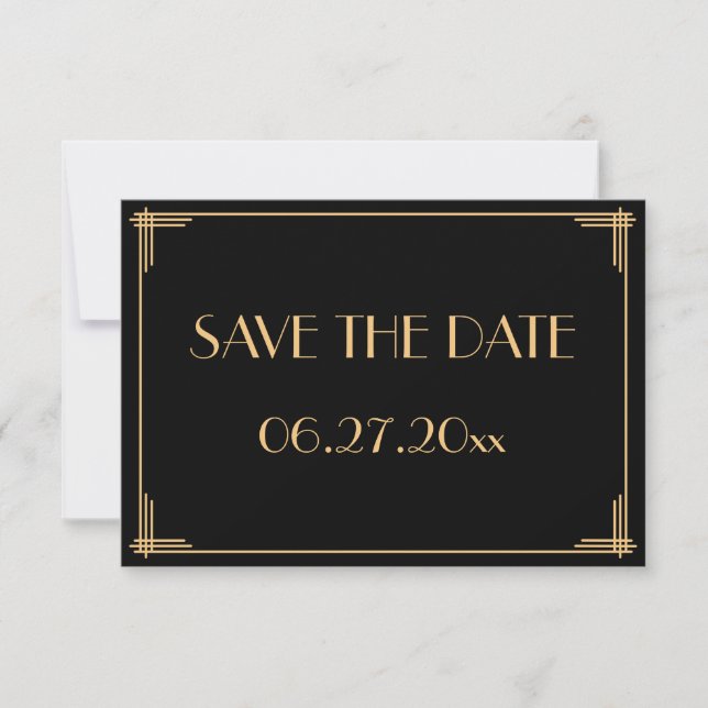 Great Gatsby Art Deco Wedding Save The Date Card (Front)