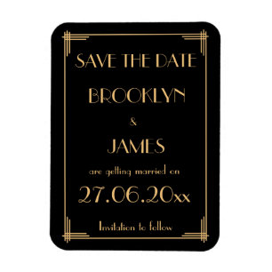 Great Gatsby Art Deco Wedding Save The Date Magnet