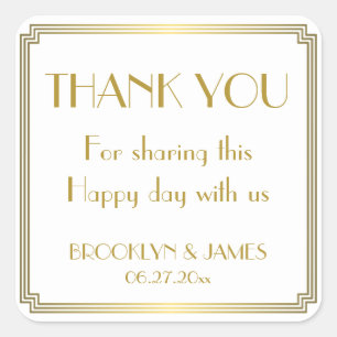 Great Gatsby Art Deco White Wedding Stickers