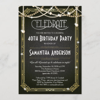 Great Gatsby Birthday invitation / Art Deco invite