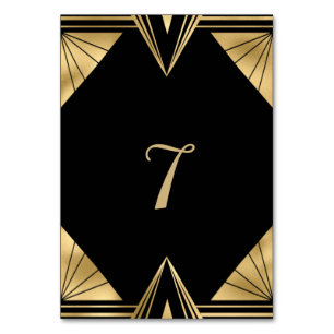 Great Gatsby black and gold  Wedding Table Number