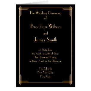 Great Gatsby Black Art Deco Wedding Programs