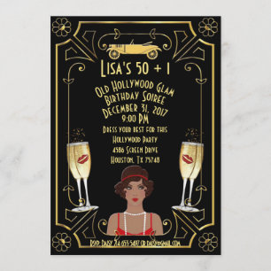 Great Gatsby Black Flapper Girl Hollywood Invite