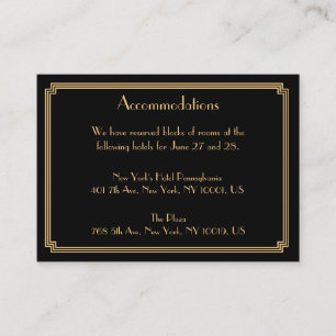 Great Gatsby Black Wedding Accommodation Cards