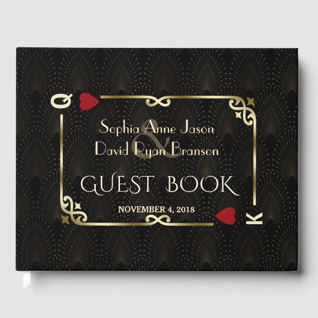 Great Gatsby Casino Las Vegas Poker Wedding Guest Book (Front)
