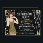 Great Gatsby Flapper Girl 30th Birthday Invitation<br><div class="desc">Celebrate like they did in the Swinging Twenties with our fabulous,  Gatsby-inspired invitation. Whether you’re planning a bachelorette party or a birthday party,  take your event back in time to the fabulous era of Art Deco and lavish living.</div>