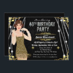 Great Gatsby Flapper Girl 40th Birthday Invitation<br><div class="desc">Celebrate like they did in the Swinging Twenties with our fabulous,  Gatsby-inspired invitation. Whether you’re planning a bachelorette party or a birthday party,  take your event back in time to the fabulous era of Art Deco and lavish living.</div>
