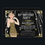 Great Gatsby Flapper Girl 40th Birthday Invitation<br><div class="desc">Celebrate like they did in the Swinging Twenties with our fabulous,  Gatsby-inspired invitation. Whether you’re planning a bachelorette party or a birthday party,  take your event back in time to the fabulous era of Art Deco and lavish living.

//BRUNETTE HAIR OPTION AVAILABLE IN SHOP//</div>