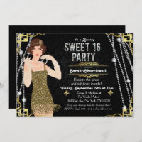 Great Gatsby Flapper Sweet 16 Birthday Invitation