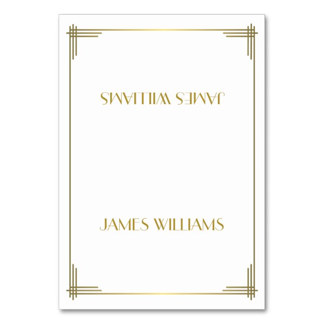 Great Gatsby Gold Art Deco Place Cards (Front)